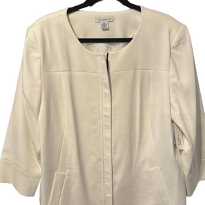 Liz Claiborne Cream Zippered Jacket 3/4 Sleeve NWT